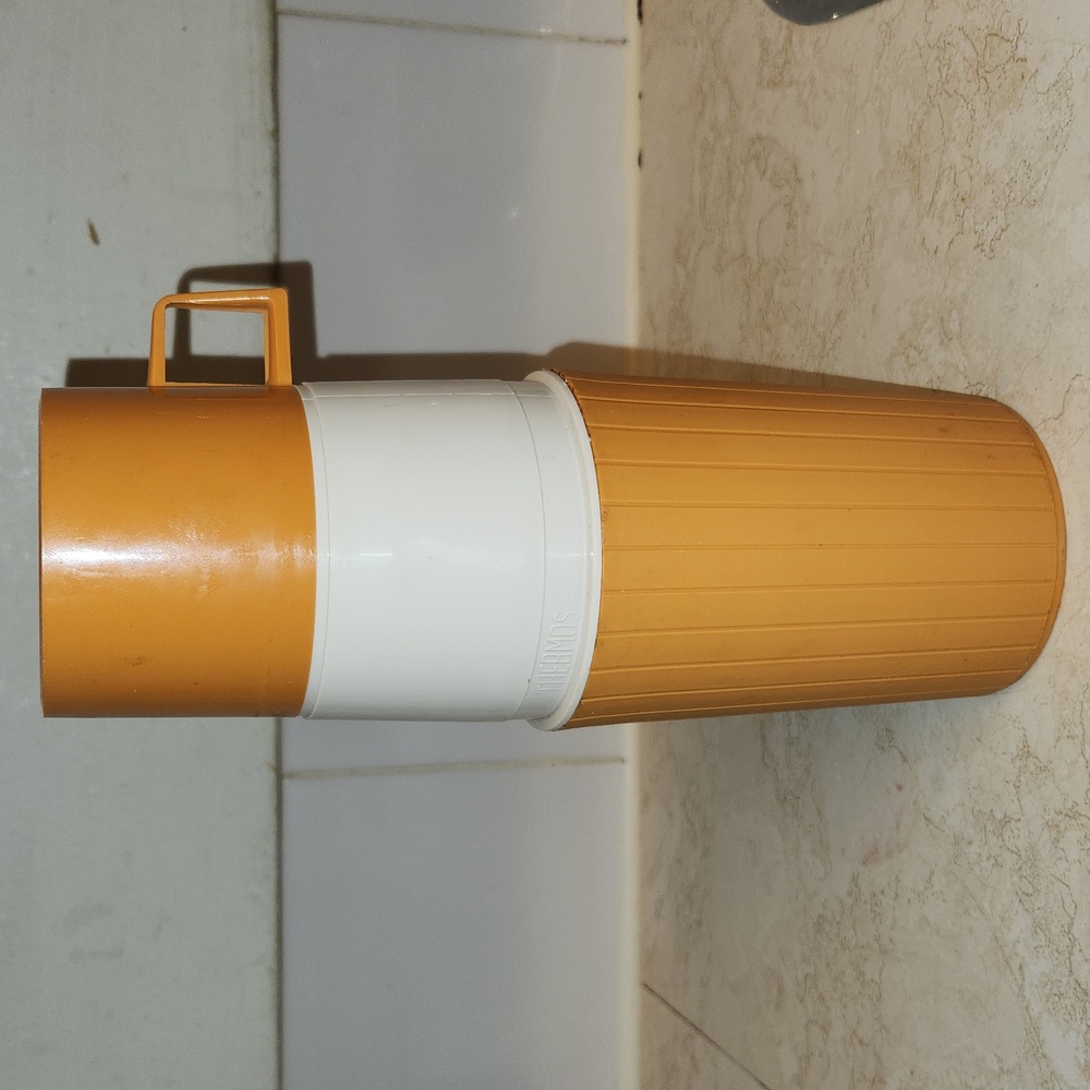 Thermos Insulated Travel Mug With Detachable Cup Vintage 90s Orange And White